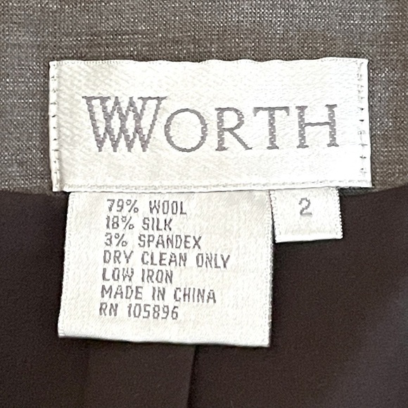 W By Worth Wool & Silk Roll Tab Taupe Lightweight Fitted Blazer Jacket Size 2 - Picture 10 of 10